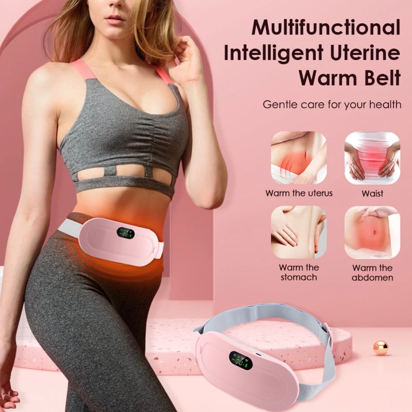 Period Cramp Massager Vibrating Heating Belt